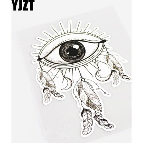 YJZT 9.8CM*14.3CM Personality Feather Eyes Car Sticker Decal PVC 13-0444