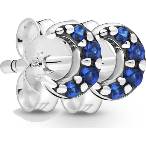 Original Me Collection My Moon Single Stud Earrings With Crystal For Women 925 Sterling Silver Earring Gift DIY Pandora Jewelry