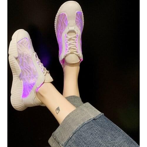 Nice New Womens Colors Kid Luminous Sneakers Glowing USB Charge LED Shoes Girls Footwear LED Nightclub Bar Disco Originality