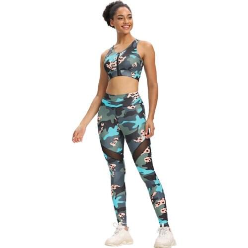 Women Sport Camo Set Two Piece Set Women Outfits Fitness Yoga Set Breathable Women Tracksuit Athletic Wear Workout Clothes