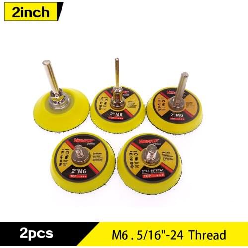 2pcs 2Inch 50mm Back-up Sanding Pad 3mm Shank or M6 5/16"-24 Thread Hook and Loop Sanding Discs for Dremel Accessories