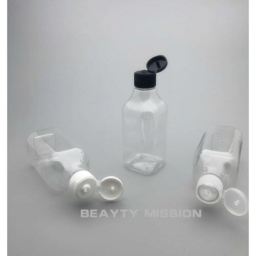 200ML 24PCS Empty Clear Plastic Flip Screw Cap Bottle,Shampoo Square Cosmetic Essential Oil Bottle, Empty Cosmetic Container