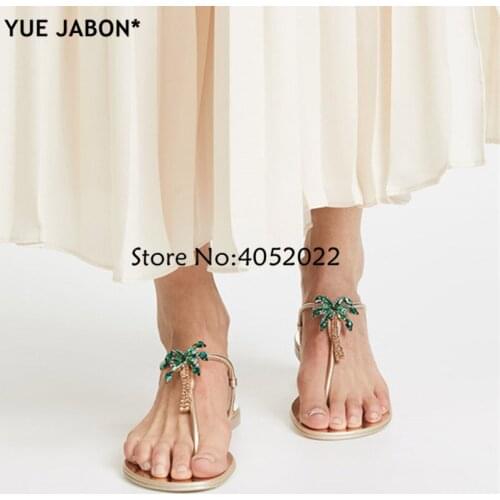 2019 Woman Sandals Rhinestones Crystal Chains Thong Gladiator Flat Sandals Chaussure Flip Flops Party sandals Free Ship