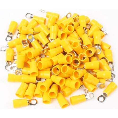 40PCS RV5.5-4 Yellow Ring insulated terminal cable Crimp Terminal suit 4-6mm2 Cable Wire Connector