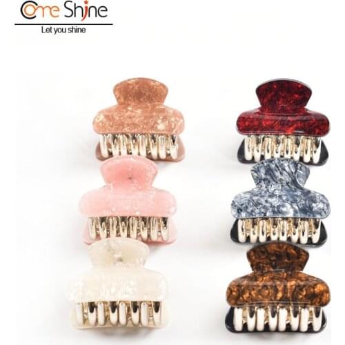 6 Pcs/ Pack 4cm Exquisite Marble Pattern Acrylic Claw Clips for Women and Girls Hair Accessories Thin Hair no-Slip Plastic Clamp