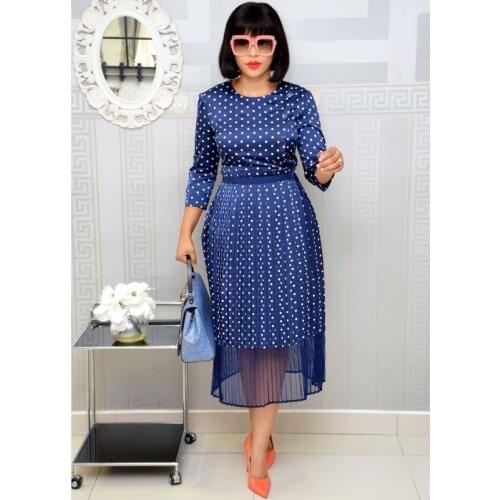 African Dresses For Women Elegent Fashion Style African Women Plus Size Polyester Knee-length Dress