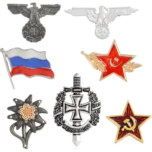 Army Eagle Pin German Military Association Visor Cap Edelweiss Eagle Brooches Pin Badges Jewelry Gift For Men 2021 New Wholesale