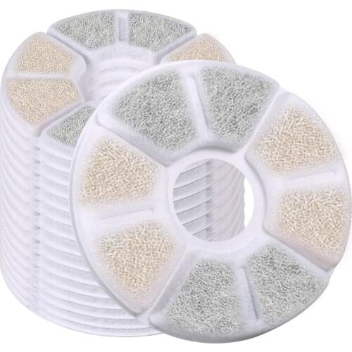 Cat Water Fountain Filters Replacement Filters for 84oz/2.5L Round Filter Space Automatic Pet Water Fountain 3 Filtration System
