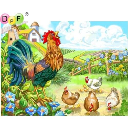 DPF Diamond Embroidered Rooster Diamond Cross Stitch Needle Diamond Mosaic Full Square Rhinestone Home Decor