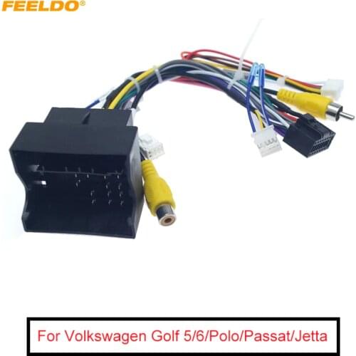 FEELDO 1PC Android Car Media Player Navi Radio Wire harness For Volkswagen Golf 5/6/Polo/Passat/Tiguan/Touran