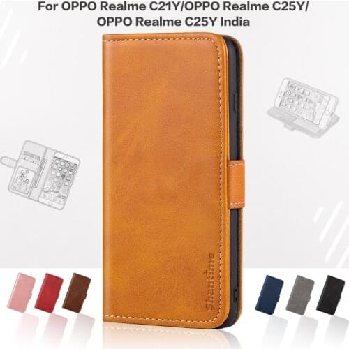 Flip Cover For OPPO Realme C21Y Business Case Leather Luxury With Magnet Wallet Case For OPPO Realme C21Y Phone Cover