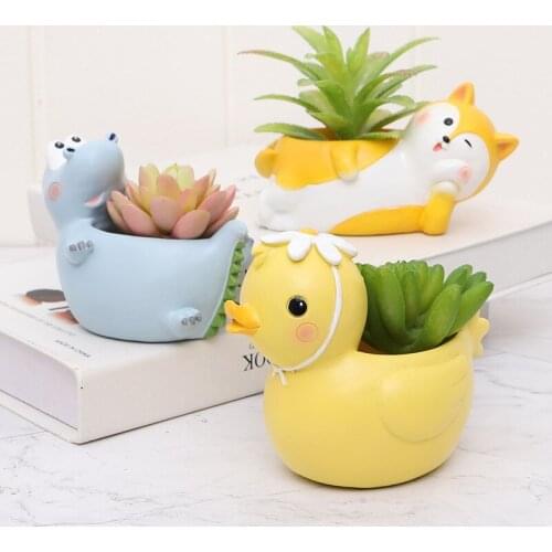 Animal Bonsai Pot Flowerpot Resin Craft Succulent Plant Vase Elephant Bear Rabbit Planter Pot Home Decor