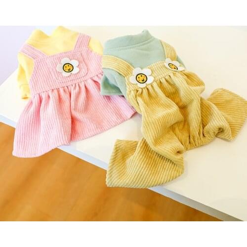 New Dog Cat Jumpsuit/Dress Sun-flower Design Cat Puppy Coat Spring/Autumn Clothes Apparel