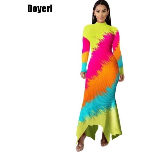 Colorful Sexy Elegant Long Party Dress Women Winter Turtleneck Evening Maxi Dress Long Sleeve Bodycon Festival Christmas Dress
