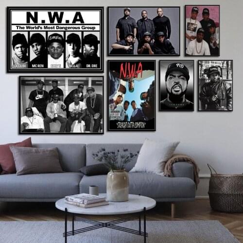 N.W.A Hip Hop Music Rap Star Ice Cube Dr.Dre Eazy-E Old School Art Canvas painting Poster Wall Home Decor