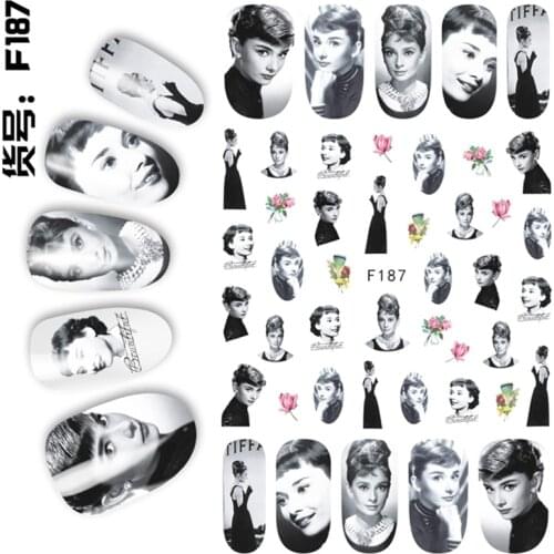 5 sheets Movie star portrait design Dhesive Nails Art decorations Stickers decals nail accessories beauty manicure tool F185189