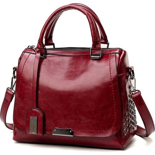 New Fashion Oil Wax Leather tassel Womens Messenger bags Handbag Rivet Shoulder Crossbody bag 2021