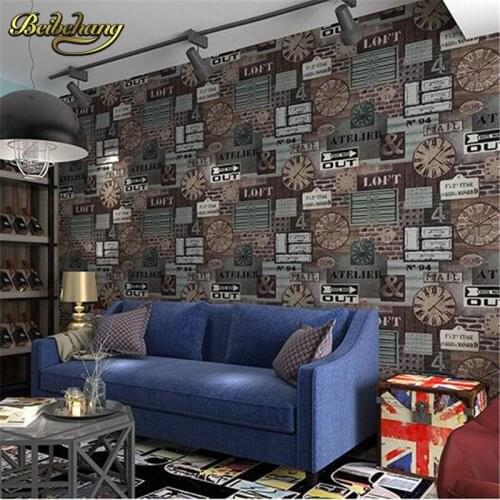 Beibehang Industrial retro style wallpaper England nostalgic brick pattern background wallpaper the living room sofa and coffee