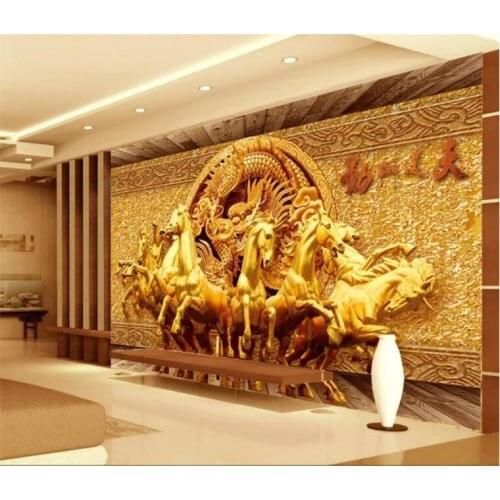 Custom photo wallpaper mural horse running golden 3D TV background wall home decoration background wall
