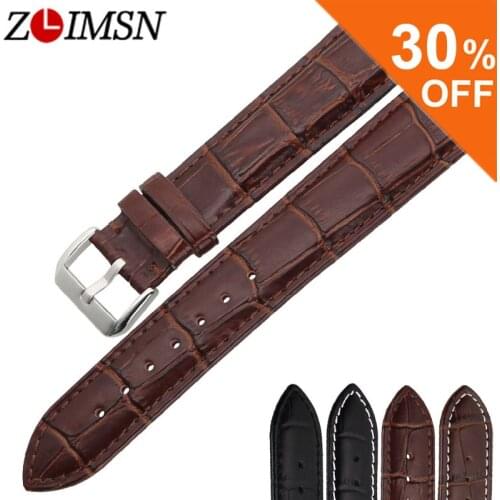 ZLIMSN New watch bracelet belt Brown Black watchband genuine leather strap watch band 18mm 20mm 22mm watch accessories wristband