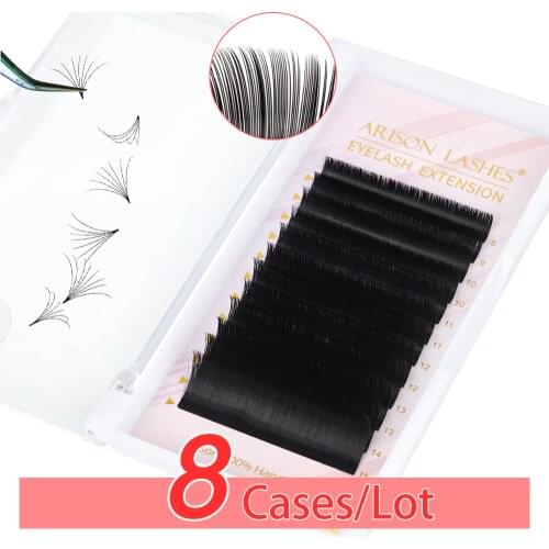 8 Case Easy Fanning Eyelash Extensions Faux Mink Flare Soft Eye Lashes Russian Volume Eyelash Extensions Cilia Silk Lashes