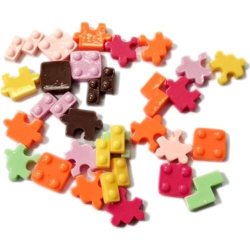 Mixed Resin Mini 3D Building Blocks Flat Back Cabochon Kawaii Puzzle Charm DIY Craft Scrapbook Jewelry Accessories