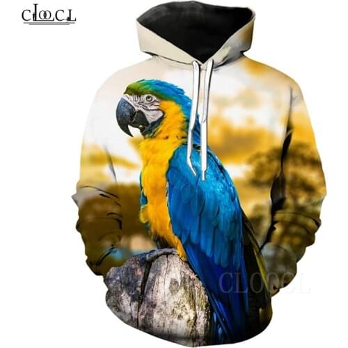 Animal Hoodies Sweatshirt For Couple Parrot Pattern 3D Printing Mens Harajuku Hoodie Oversized Streetwear Women Casual Clothes