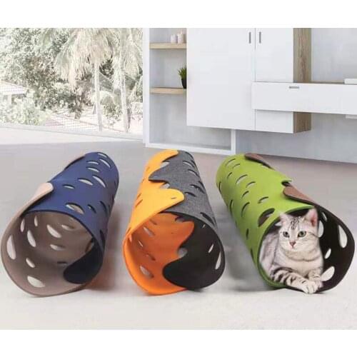 VZZ Cat Tunnel Felt Mat Toy Collapsible Cats Tube Toys Cave Nest DIY Combination Play Tunnels Pet Interactive Toy