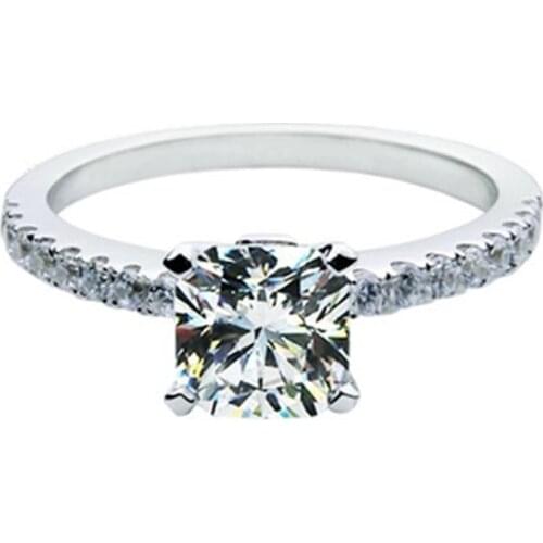 Solid 14K White Gold Ring Test Positive 1Ct Cushion Cut D VVS1 Moissanite Diamond Engagement Rings Au585 Jewelry