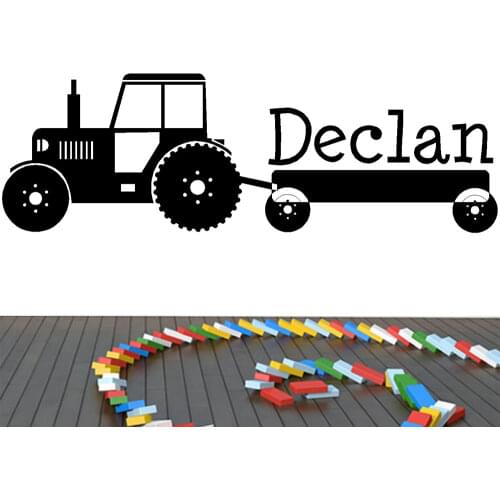 Boys Tractor Name Monogram Decal Nursery Room Vinyl Wall Decal Graphics Boys Baby Bedroom Home Decor Free Shipping Size 140x50cm
