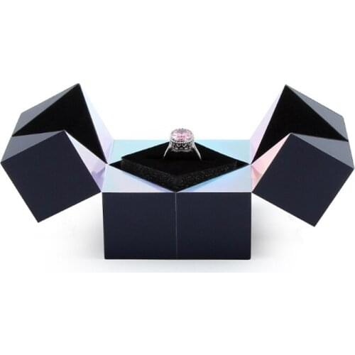 Magical Changeable Jewelry Box Rotating Cube Box Ring Surprise Box for Proposal LX9E