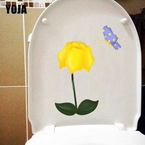 YOJA 17X22.5CM Cartoon Yellow Floral Butterfly Kids Room Wall Sticker Home Toilet Seat Decor T1-1703