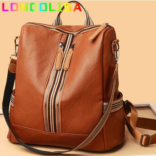 Women Leather Backpacks Fashion Female Multifunction Shoulder Bag Sac A Dos Travel Ladies Bagpack Mochilas School Bags For Girls