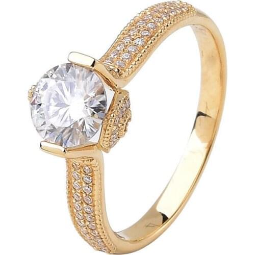 Real 925 Sterling Silver Rings Women Luxury Golden Engagement Classic Wedding Diamond Jewelry Gift Cute Elegant Trendy Lovely