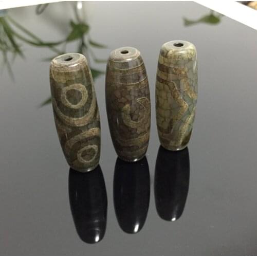 1pc 40mm Natural Tibetan Dzi Agates Stone Beads Vintage Jewelry Accessories DIY Oval Three-eyed Agates Stone Beads for Male Punk