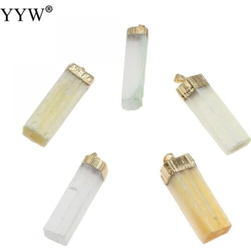1PC Natural Crystal Pendant Clear Quartz Mineral Citrines Amethysts Obsidian Charm Yellow White Selenite Pendant Quartz Jewelry