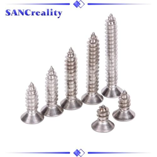 50pcs M2 304 Stainless steel Cross recessed countersunk Flat head tapping screws for 3d printer