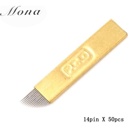 50pcs Tattoo Permanent makeup needle blades 14pins PCD microblading needles for eyebrow permanent make up