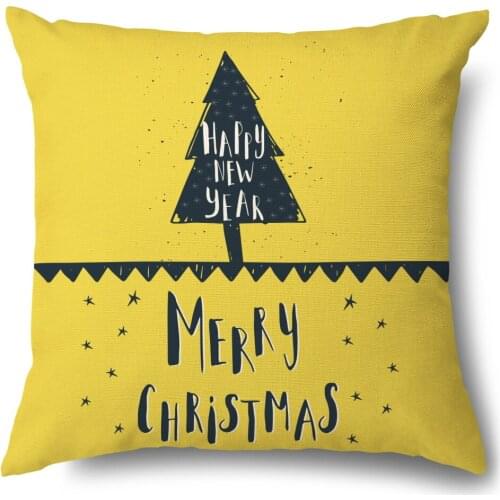 Artinlive 45*45 Sofa Yellow Linen Throw Pillowcase Christmas Waist Cushion Cover Office Home Decor Pillow Case housse de coussin