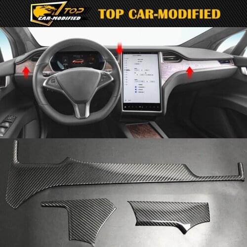 Free Shipping 100% Carbon Fiber Car Center Console Trim Sticker For Tesla Model S X 2014-2019 Car Interior Upgrade Accessories