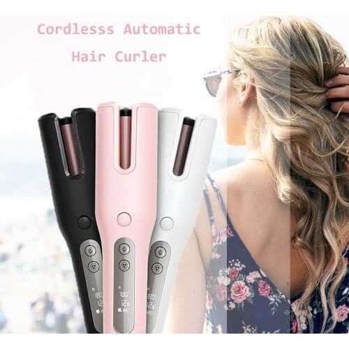 Cordless Automatic Curling Iron Wireless Hair Curler iron LCD Display USB Rechargeable Air Curler for Curls Waves Ceramic Curler