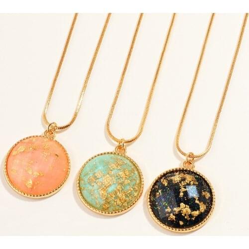 2020 Hot Colorful Star Series Planet Round Pendant Necklace Gold Colors Snake Chain Bijoux Collier Elegant Women Jewelry Gifts