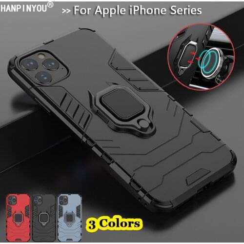 For iPhone 11 Pro Xs Max X XR SE2 6 6S 7 8 Plus 5S Hybrid Hard PC+Soft TPU Armor Anti-Drop Case Rotating Ring Stand Holder Cover