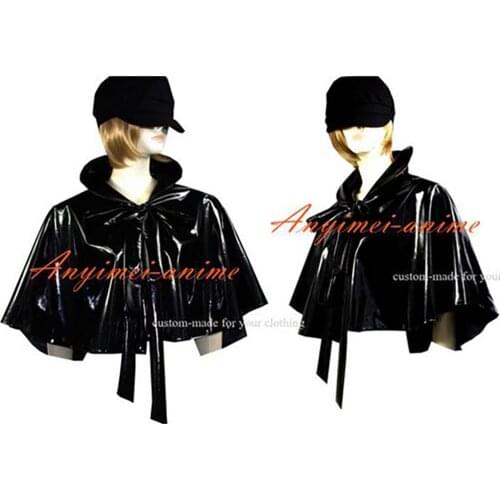 Sissy Maid Gothic Lolita Punk Black Pvc Cape Cosplay Costume Custom-made[G566]