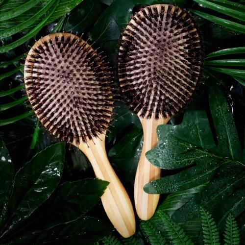 Hot Sale Bamboo Hair Brush Salon Tools Round Boar Bristles Bamboo Comb Massage Hair Comb for Girls Hair Beauty Care