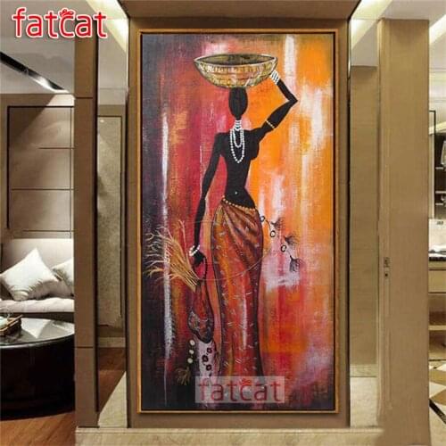 FATCAT Abstract african woman Large Diy Diamond Painting Full square round drill 5d Diamond Embroidery sale Girl Mosaic AE2117