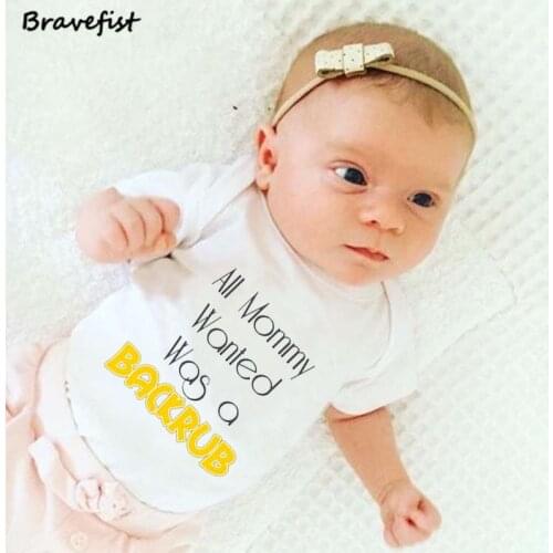 Newborn Toddler Baby Boys Girls Clothing Jumpsuits Bodysuit Cotton 0-24Months Summer Baby Clothes White Letters Print Outfits