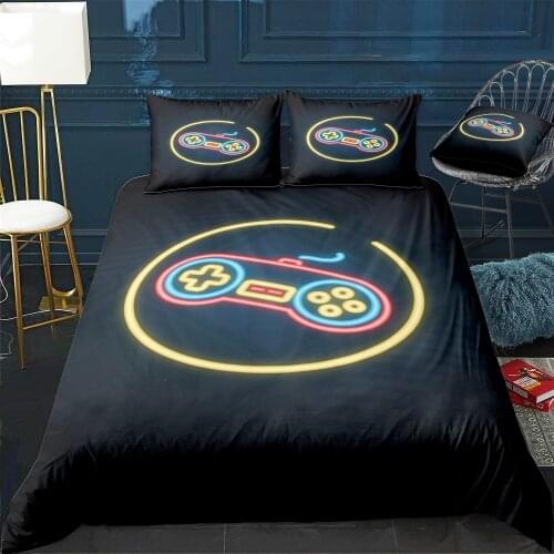 Video Game Neon Sign Set 2 Duvet Cover Twin/Queen/King Size Luxury Comforter Bedding Set With Pillowcase Home Bed Decora