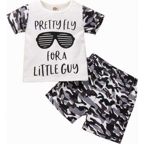 Summer Boys Clothing Set Letter Print Short Sleeve Tshirt + Elastic Waist Loose Shorts Version Round Neck Clothes Tracksuit