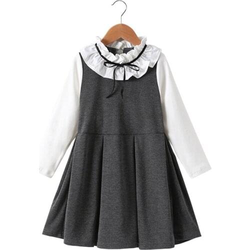 Cute Girls Dress Spring Autumn Childrens Clothing Cotton Fashion Bowknot Girl Princess Dress Long Sleeve Preppy Kids Clothes